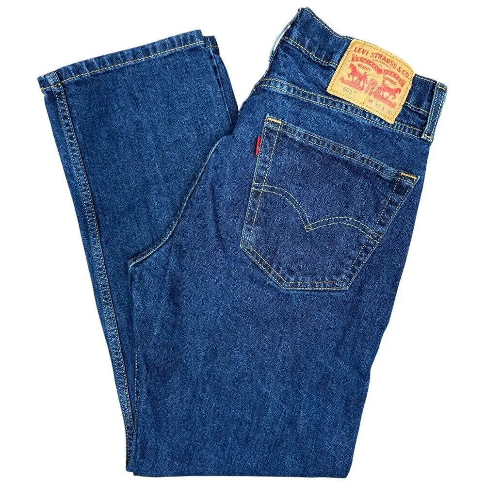 EUC Men's LEVI'S 505™ Regular Fit Straight Leg Dark Wash Jeans | Size‎ 32 X 30